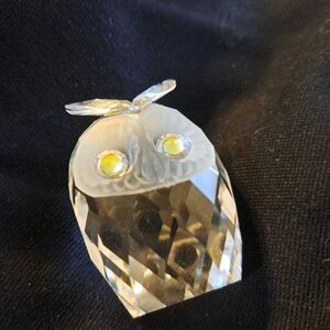Vintage Swarovski Crystal Owl Frosted Green Eyes 7636 NR 046 Woodland Friends